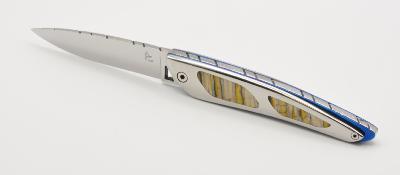 PETIT ALLA MODA Coque inox polie miroir Insert molaire de mammouth stabilisé