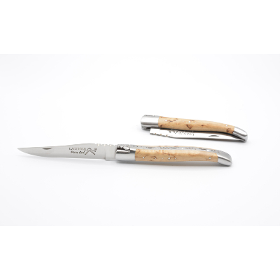 Laguiole 12 cm bouleau madré ressort forgé
